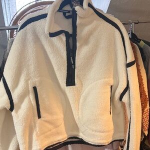 FP Movement by Free People Cream and Black Fleece Pullover